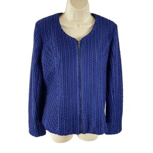 Rossi Roma textured periwinkle blue zip up jacket